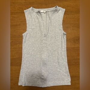 Joah Brown Invisible Zip Tank S/M grey ribbed